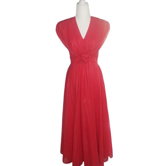 Vintage 1970's Chiffon Dress  Mike Benet Bombshell red Formal - Picture 1 of 7